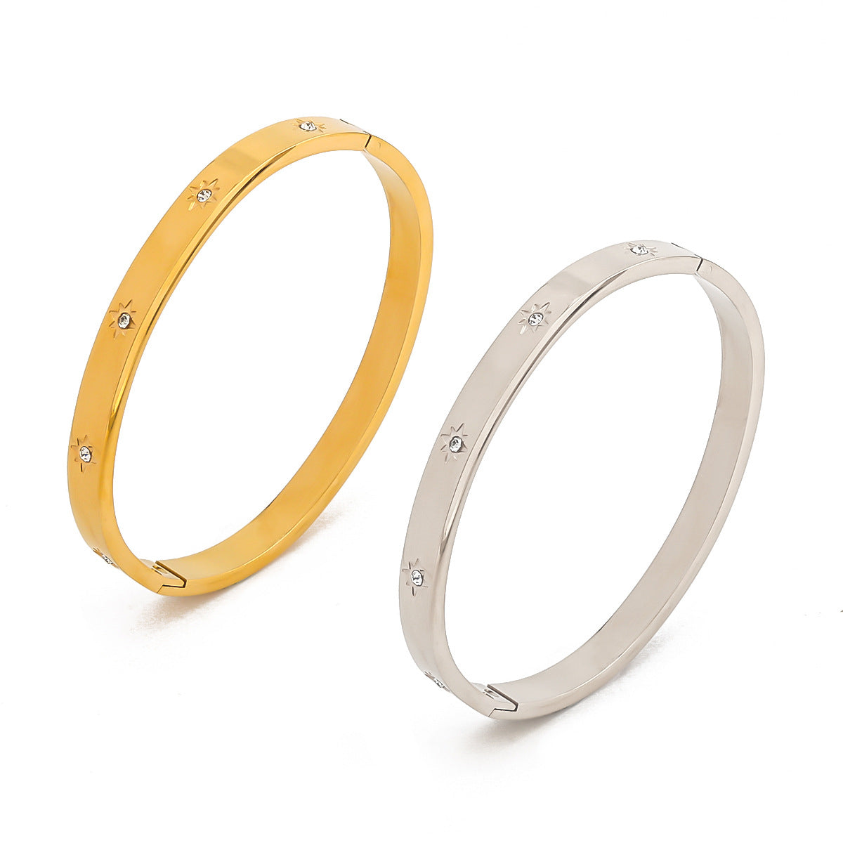 Women's & Men's Awn Star Diamond Titanium Steel Gold Bracelet