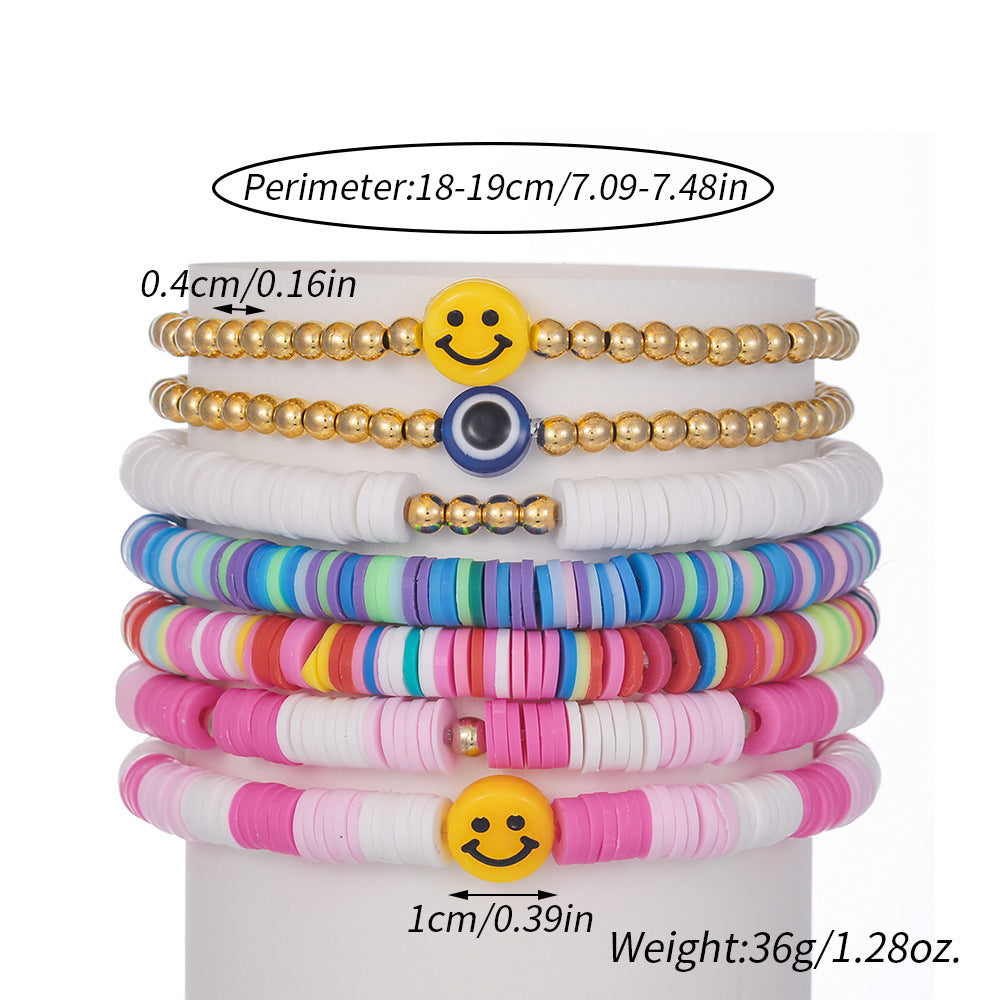 Bracelets en argile polymère de couleur contrastée, conception de costume, yeux de niche