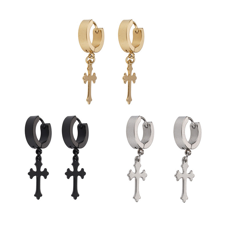 Men's Titanium Steel Stainless Personality Cross Niche Rings