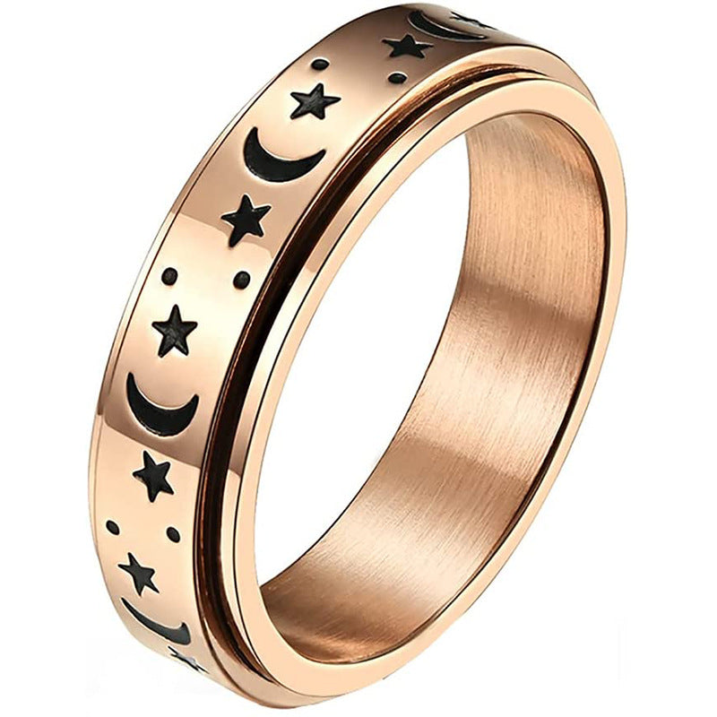 Titanium Steel Rotatable Star Moon Decompression Rings