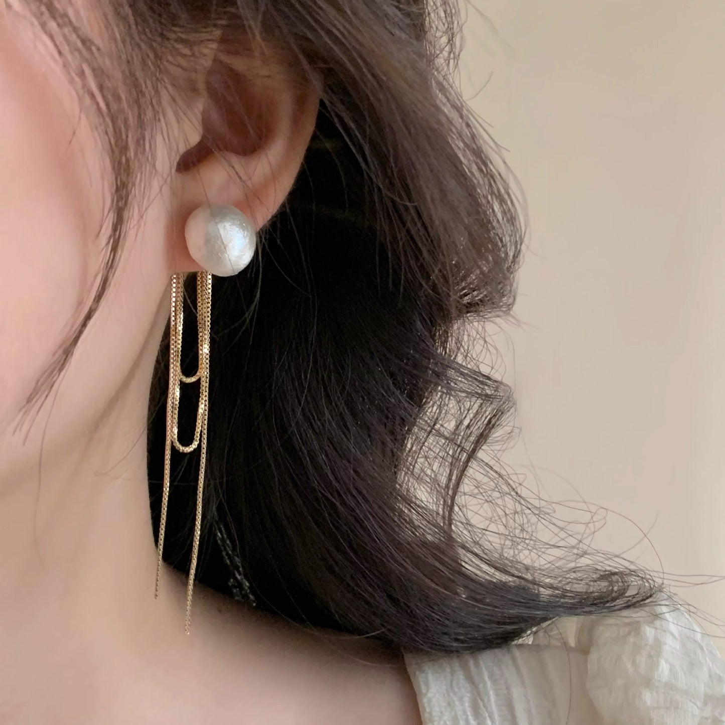 Design Long Pearl Temperament One Style For Tassel Eardrops Earrings