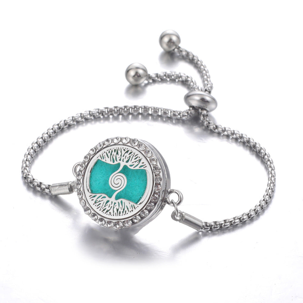 Steel Hollow Oil Lucky Tree Open Box Bracelet