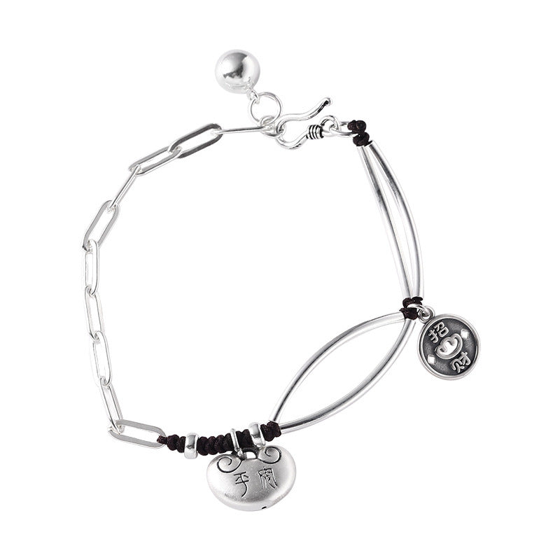 Women's Sterling Sier Good Fortune Round Safety Bracelets