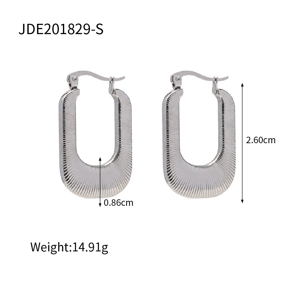 Women's Titanium Steel Gold Thread U-shaped Ear Earrings