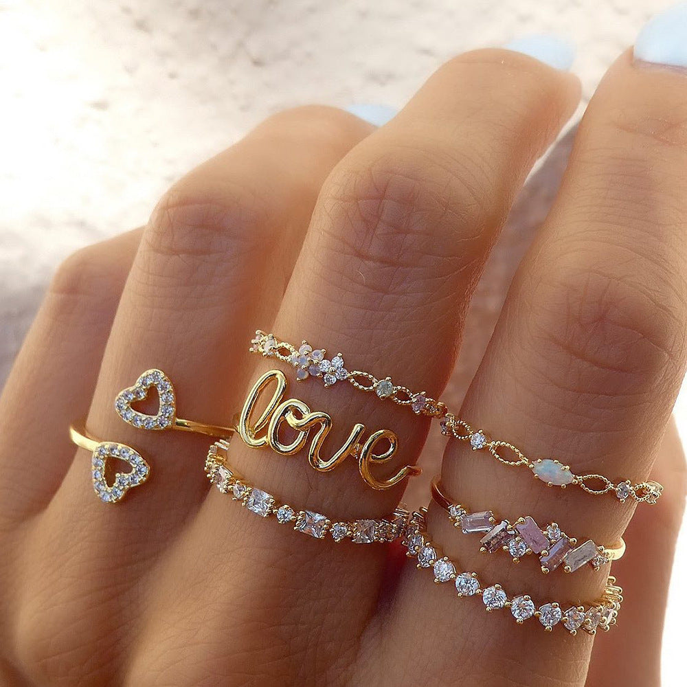 Clearance Vintage Creative Heart Hollow Butterfly Rings