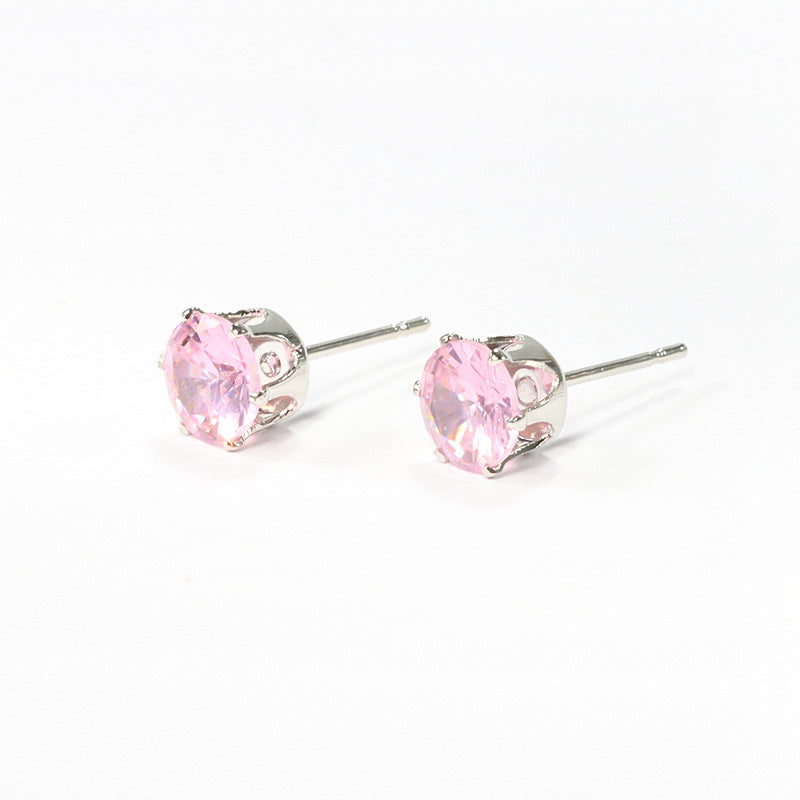 Women's & Men's Steel Color Zircon Diamond For Fashion Stainless Ear Stud Earrings