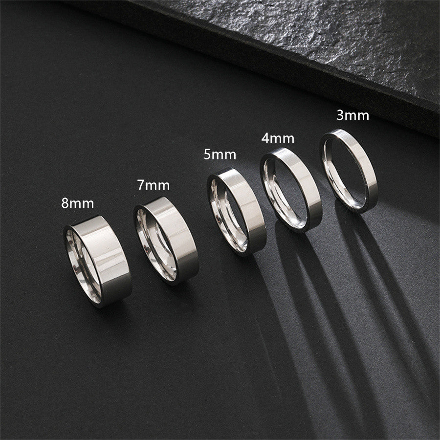 Women's & Men's Titanium Steel Glossy Can Carve Writing Couple Simple Commuter Cold Rings