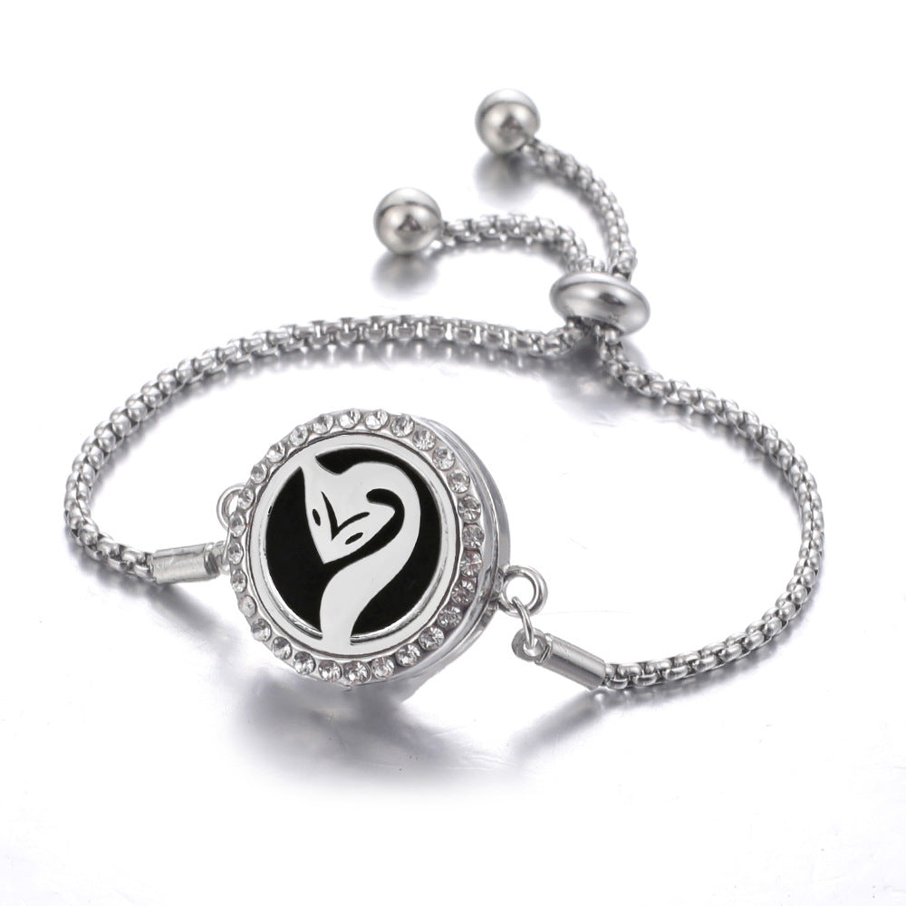 Steel Hollow Oil Lucky Tree Open Box Bracelet