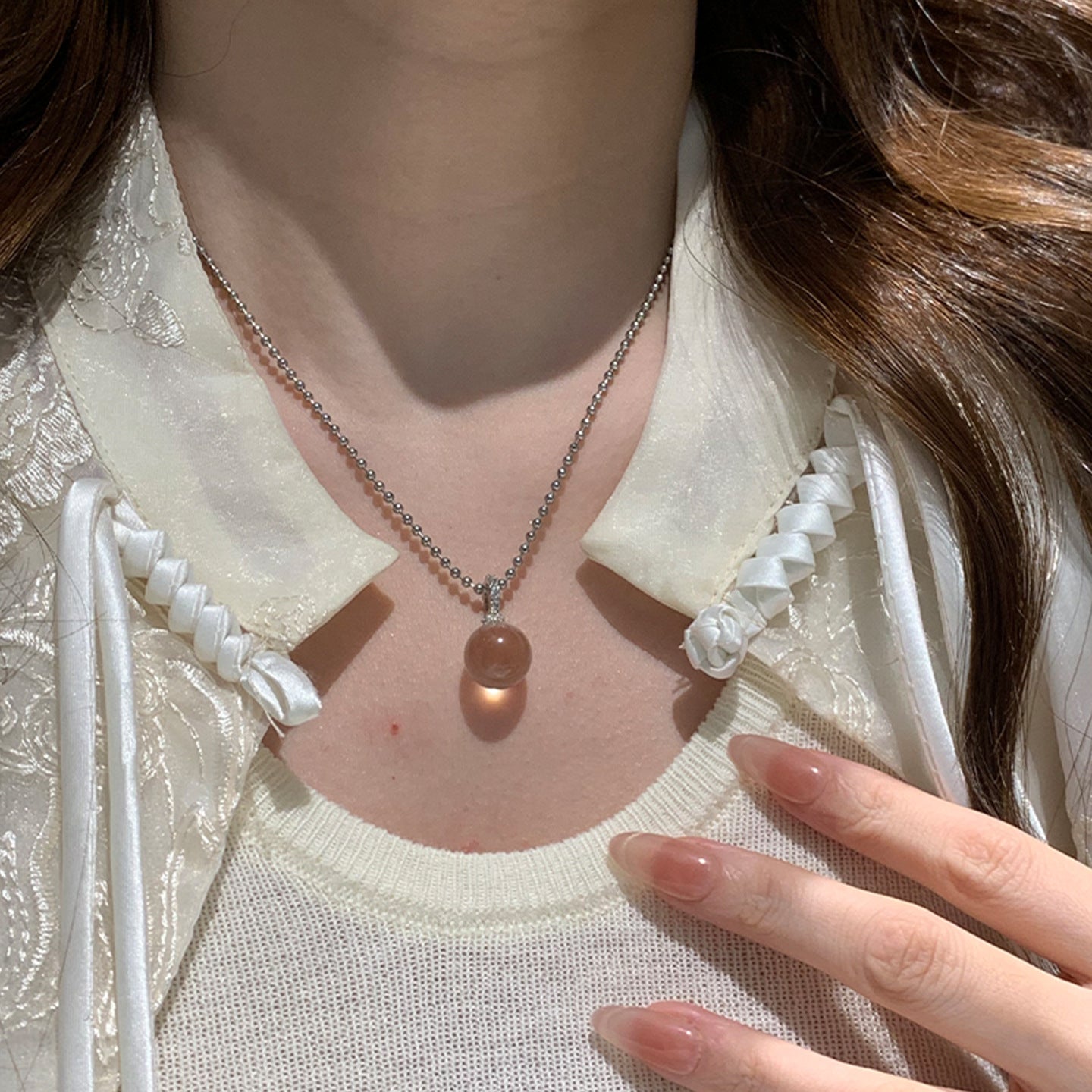 Women's White Crystal Light Luxury Minority Temperament Wild Necklace