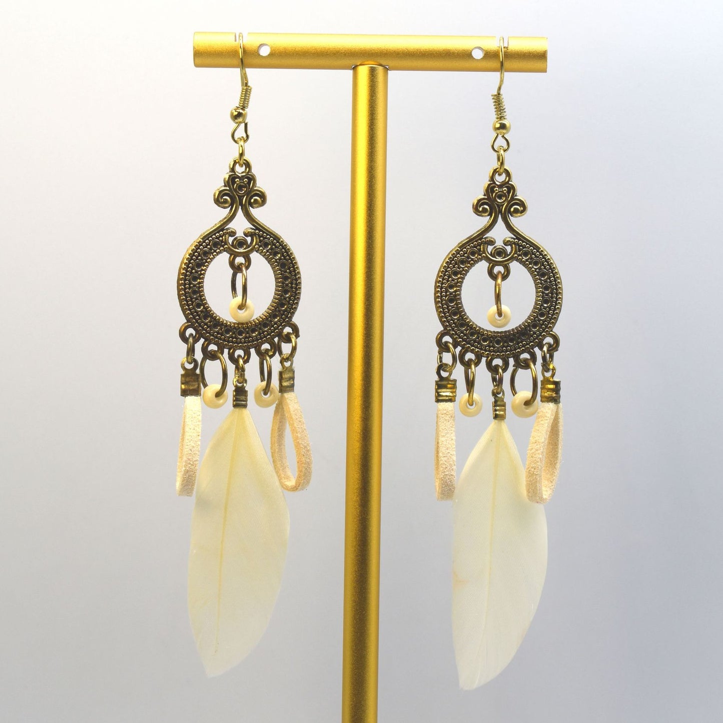 Style Vintage Feather Long Holiday Beads String Earrings