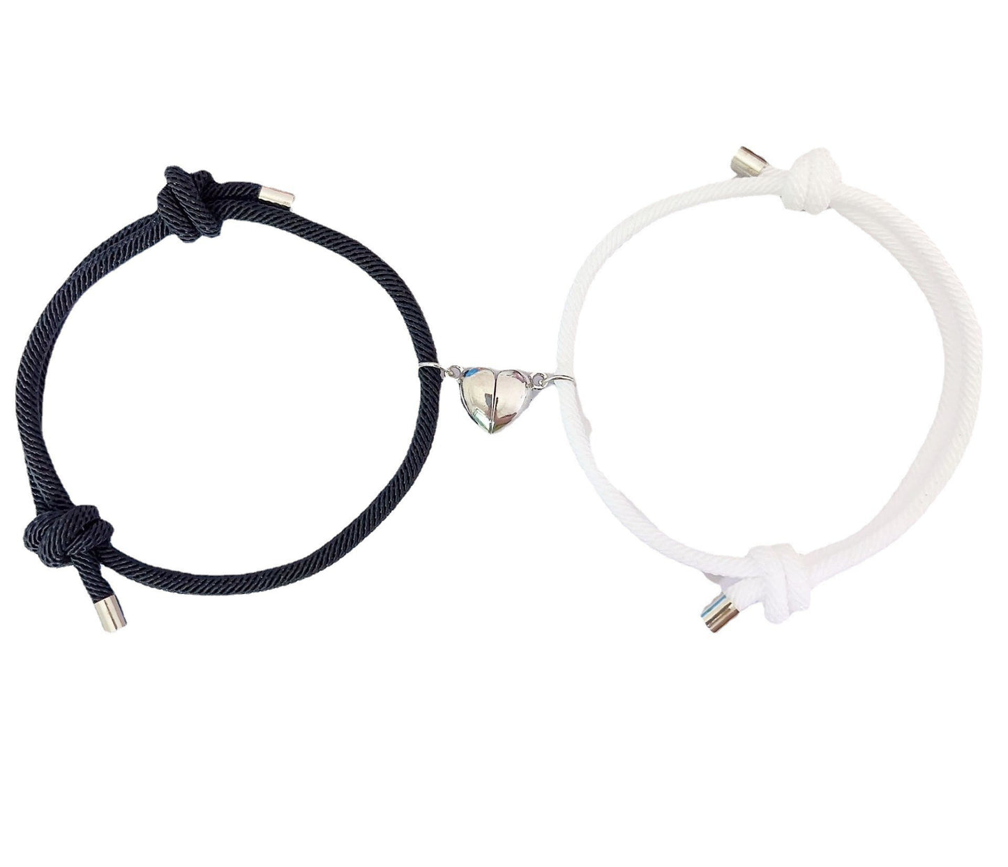 And White Heart-shaped Magnetic Braided Rope Couple Girlfriends Bracelets