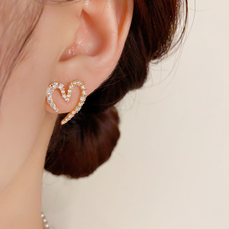 Fashion Design Sense Fully Jeweled Loving Heart Ear Exquisite Versatile Rings