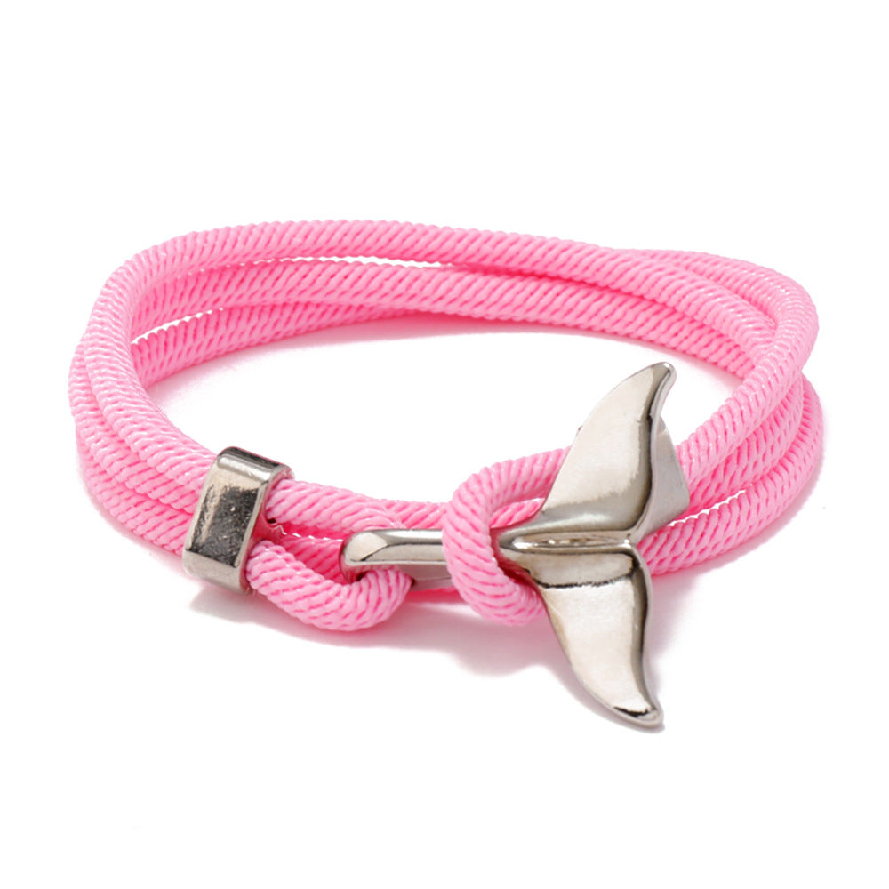 Women's & Men's & Ocean Series Boat Anchor Style Whale Tail Braided Rope Bracelets