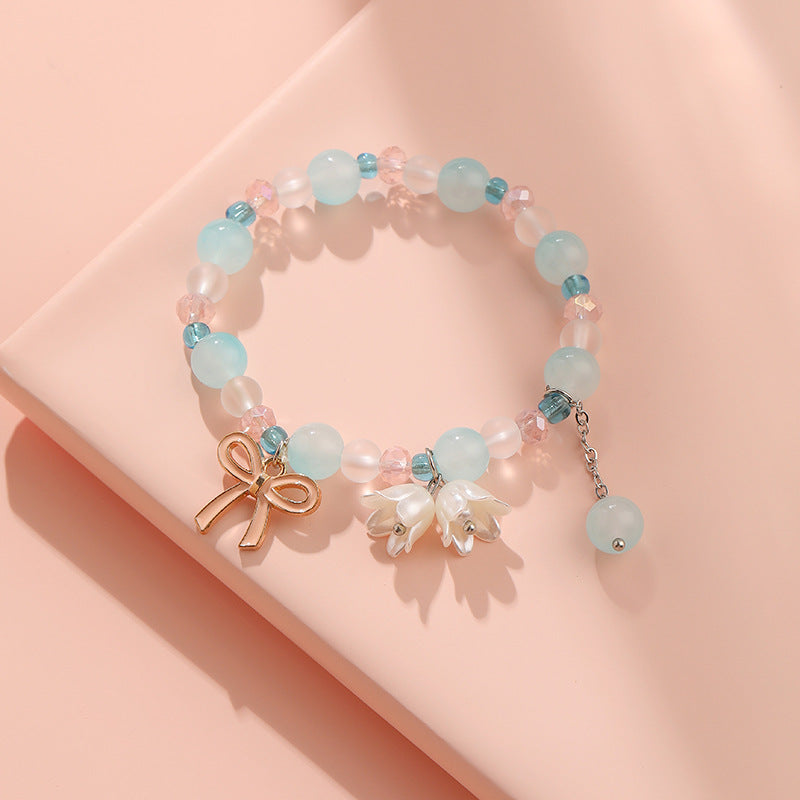 Women's Sweet Popular Pearl Lily Simple Artistic Bracelets