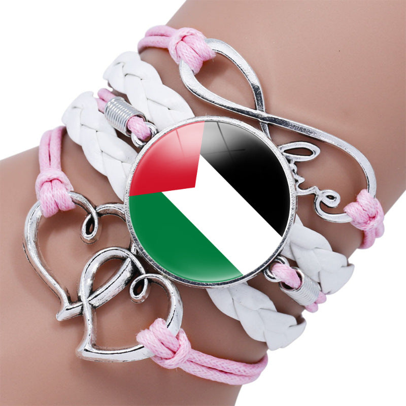 Bracelets infinis en pierre de temps à motif de drapeau palestinien