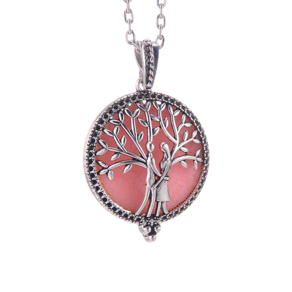 Hollow Lucky Tree Round Alloy Medal Charm Necklace