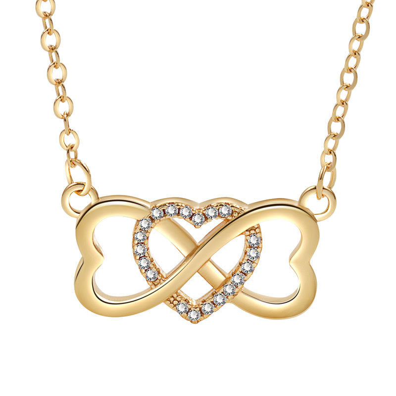 Women's Fashion Gold Heart-shaped Lucky Infinite Eternal Necklaces