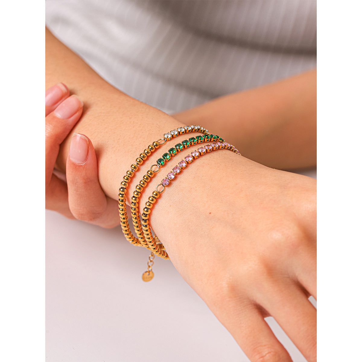 Women's Stainless Steel Zircon Twin Light Luxury High-grade Bracelets