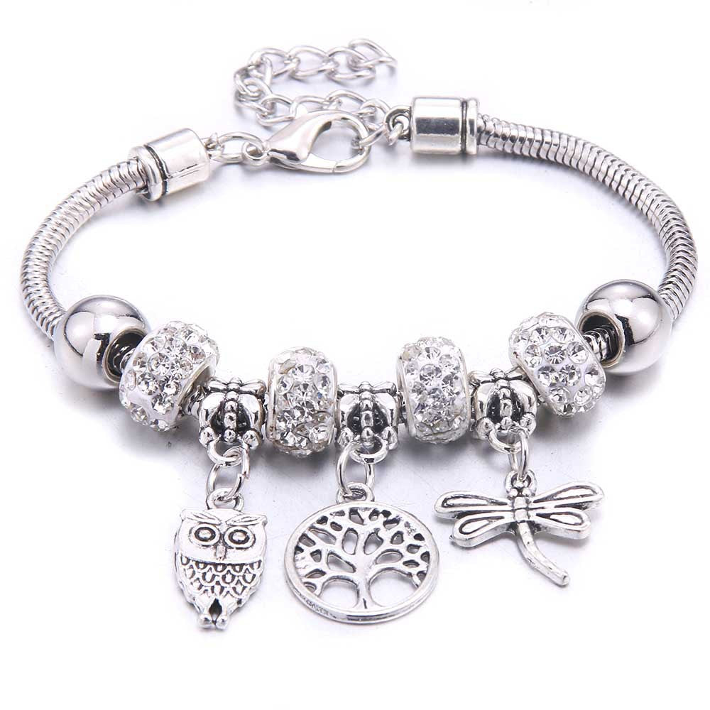 Women's Grid Popular Adjustable Crystal Love Butterfly Bracelets
