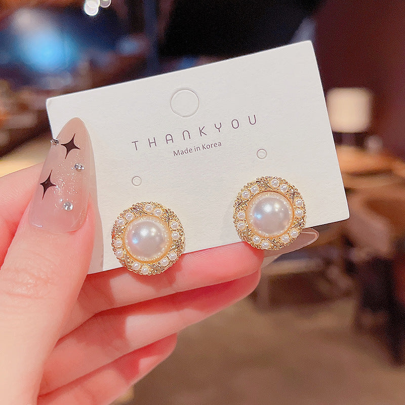 Women's Needle Light Luxury Minority Pearl Exquisite Micro Inlaid Earrings