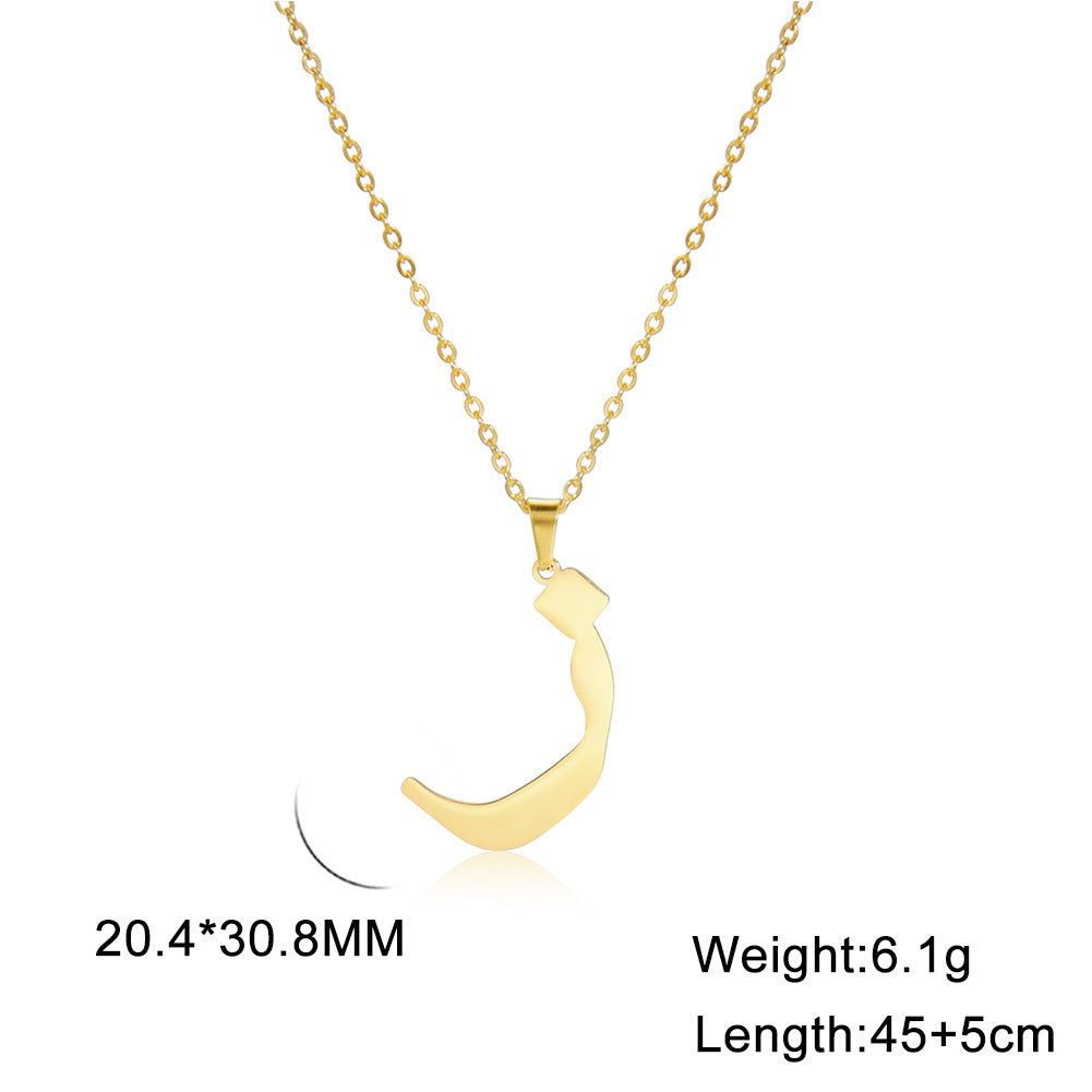 Trend Simple Cut Arabic Letter Pendant Necklaces