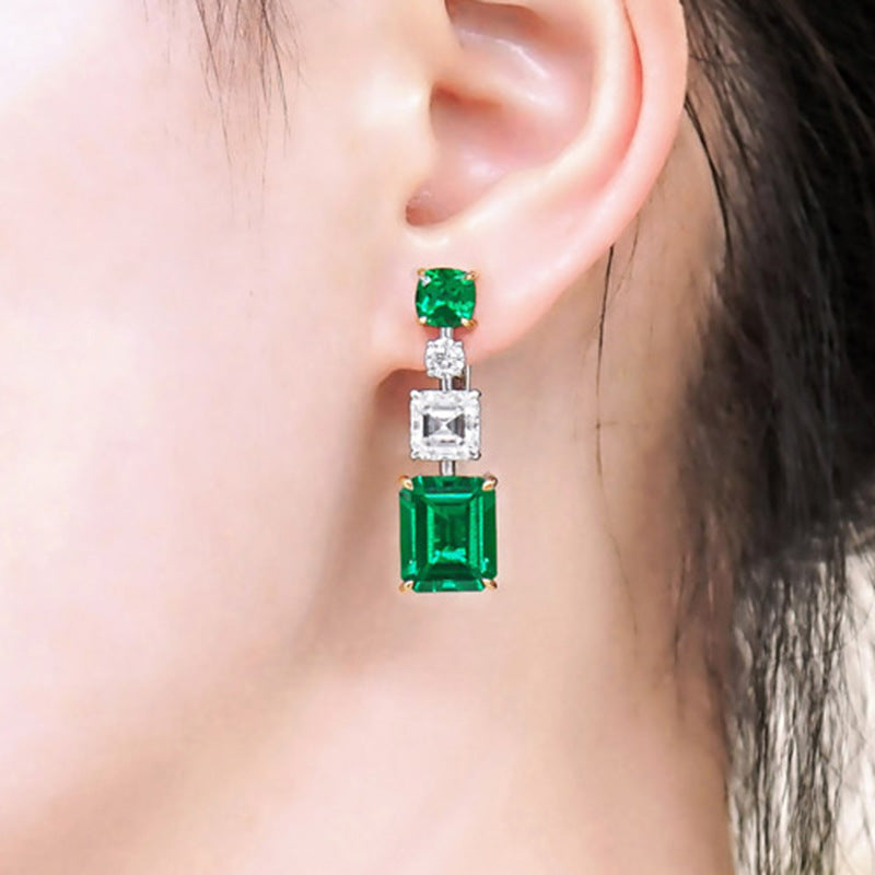 Luxury Emerald Cut Zircon Female Style Earrings