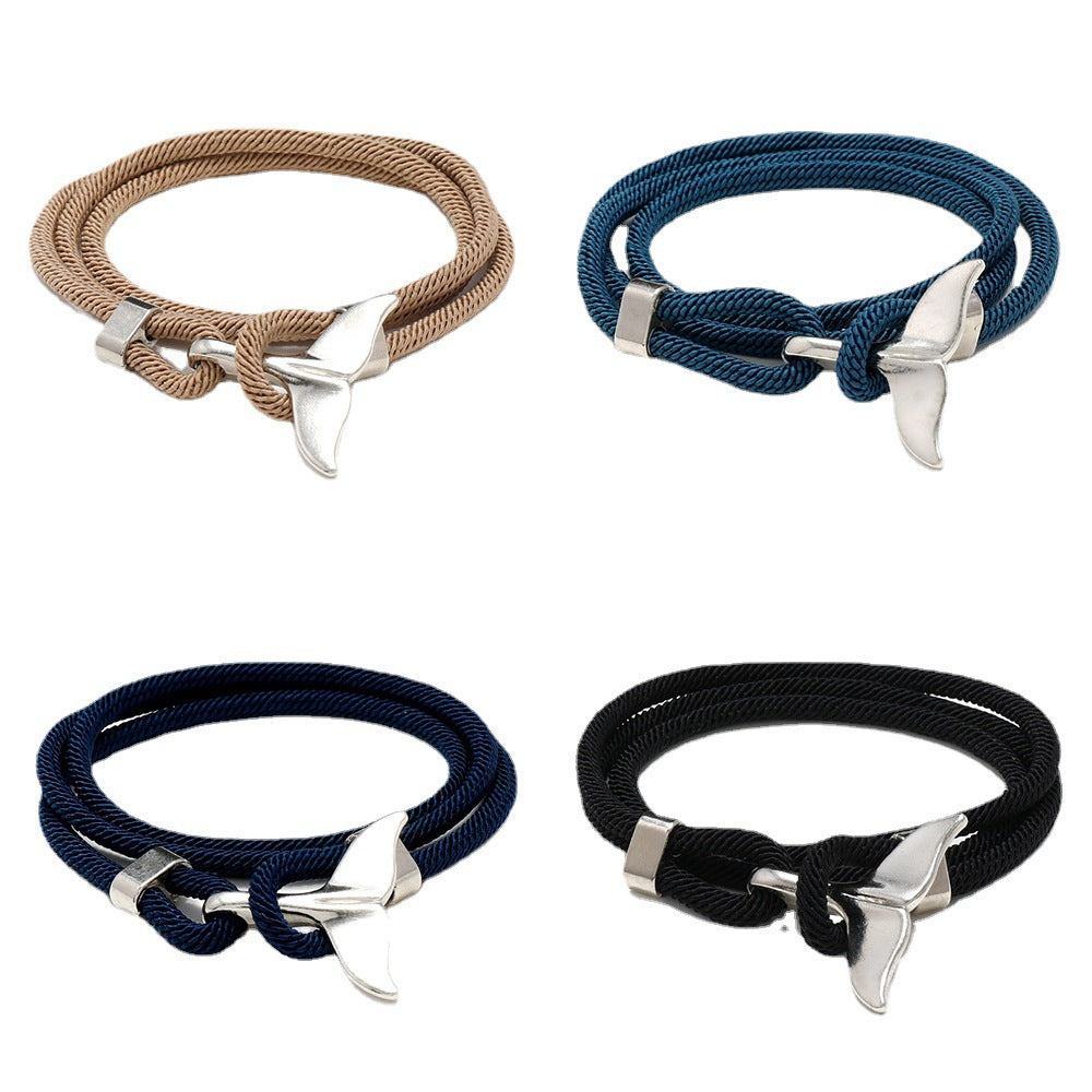 Women's & Men's & Ocean Series Boat Anchor Style Whale Tail Braided Rope Bracelets