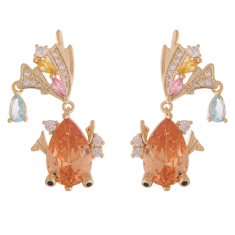 Entry Lux Design Color Zircon Water Drops Earrings