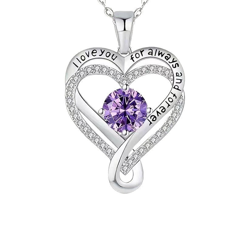 Women's Month Birthstones Heart Of Eternity Double Layers Loving For Necklace