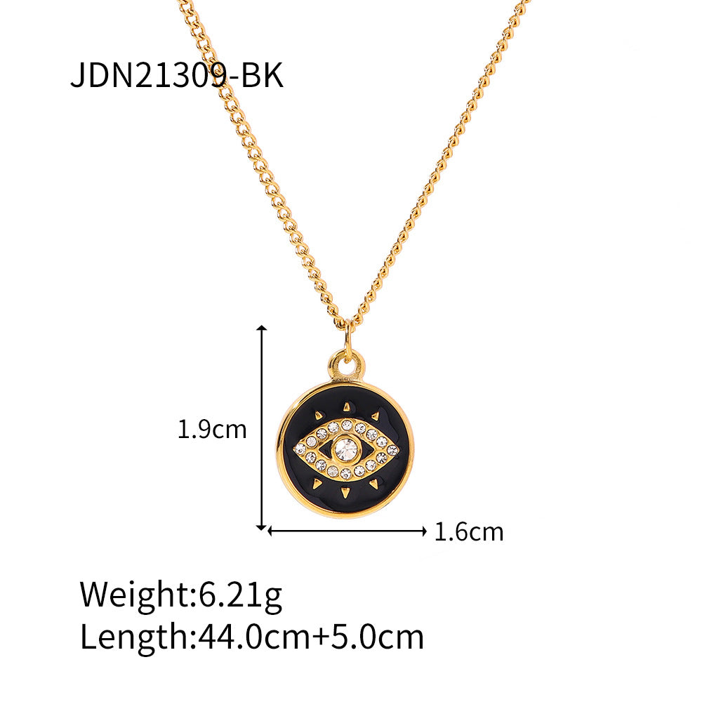 Fashion Stainless Steel Devil's Eye Round Necklaces