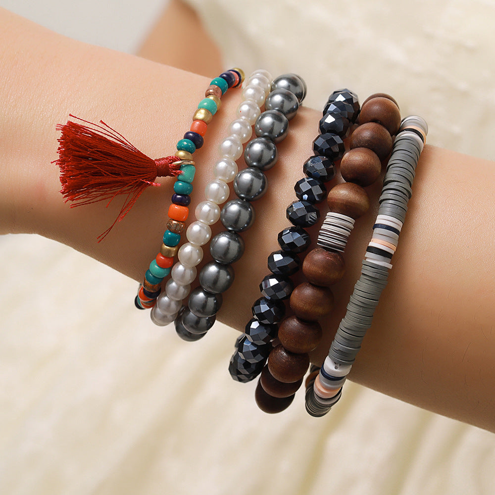 Bohemian Micro Glass Bead Wooden Pearl Bracelets