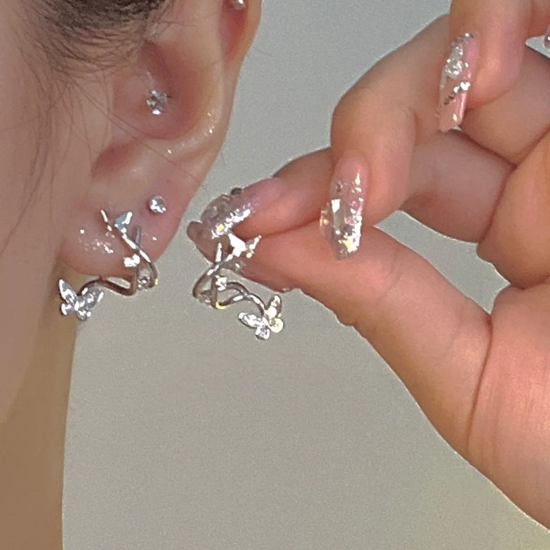 Mosquito Coil No Pierced High-grade Sense Pearl Vintage Flower Ear Clip