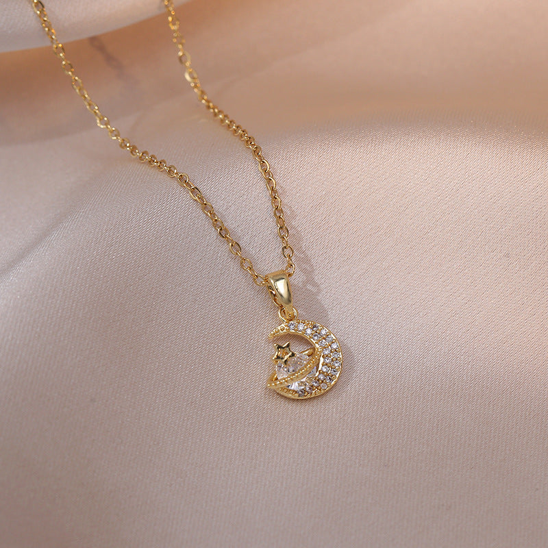 Star Moon Zircon Geometric Special Interest Necklaces