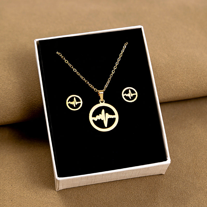 Stainless Steel And Set Geometric Cross Necklaces