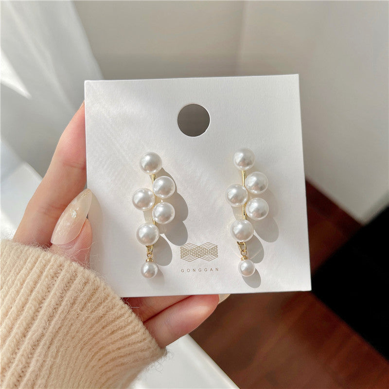 Pearl Female Niche High-grade Long Eardrops Earrings