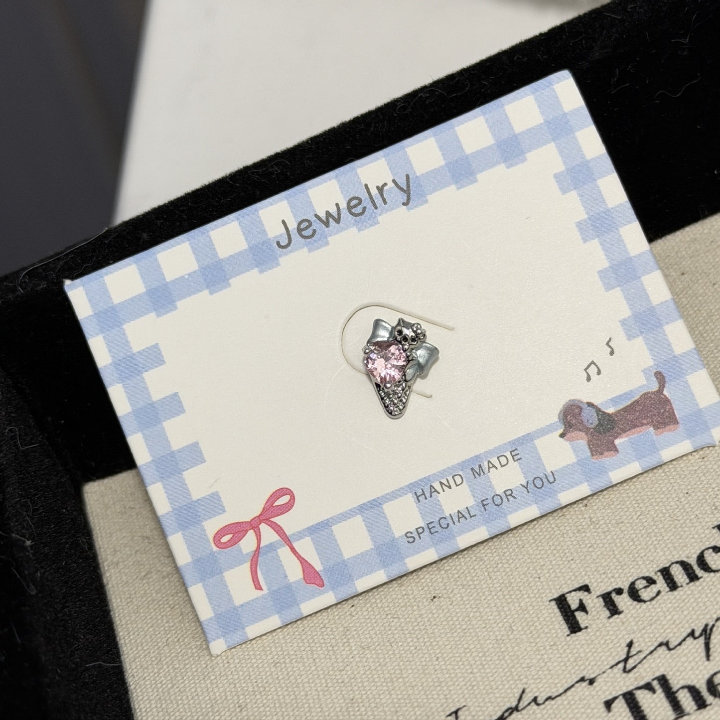 Ice Cream Cute Zircon Flat Titanium Steel Ear Stud Earrings