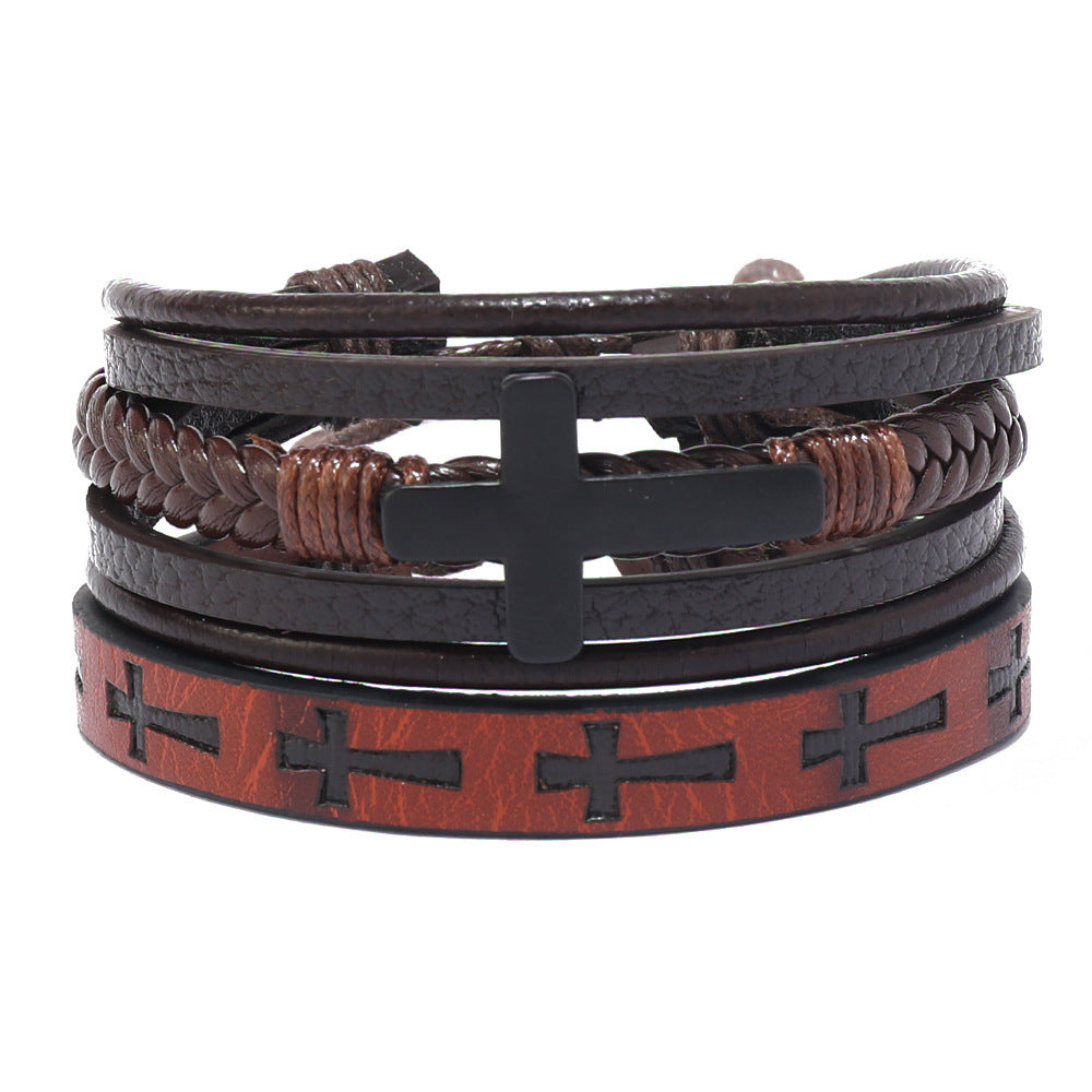 Men's Cross Accessories Simple Woven Leather Suit Bracelets