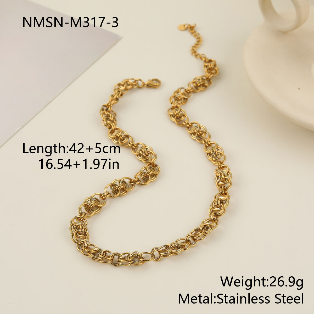 Stainless Steel Gold-plated Chain Series Female Advanced Jewelry Set