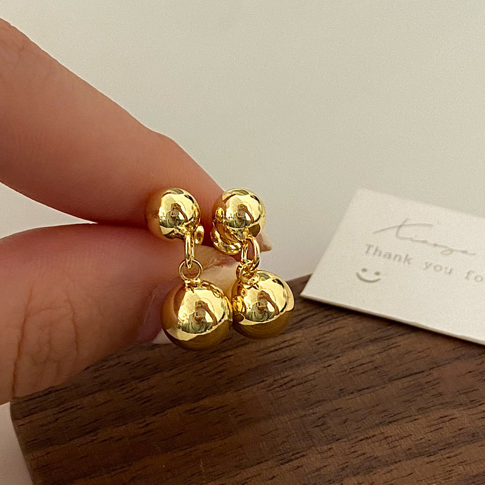 Boucles d'oreilles à pendentif trois boules d'or pour femmes, boucles d'oreilles françaises de haute qualité