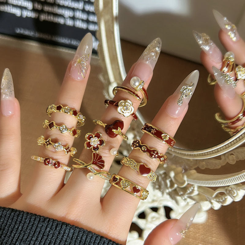 Leaf Flower Female Geometric Affordable Luxury Fashion White Ring