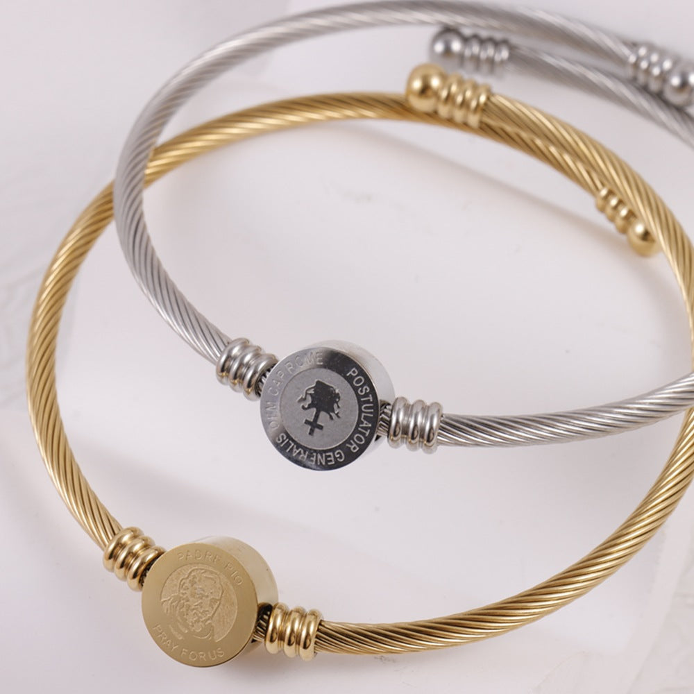 Trendy Stainless Steel Adjustable Opening Priest Religious Bracelets