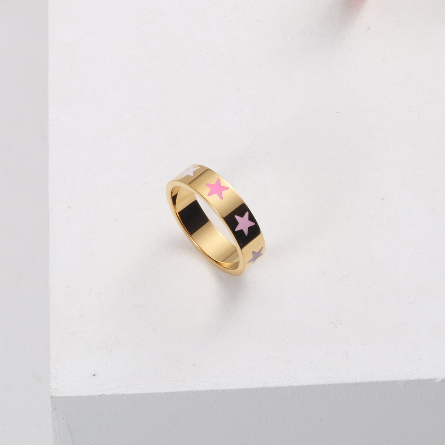 Designer-Retro-Emaille-Ringe aus unregelmäßigem Gold und Titan