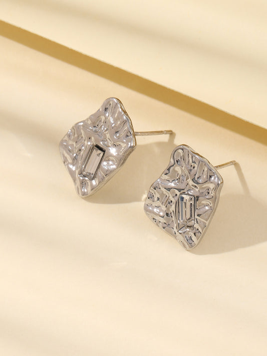 Liquid Square Zircon Classic Style Light Luxury High Sense Earrings