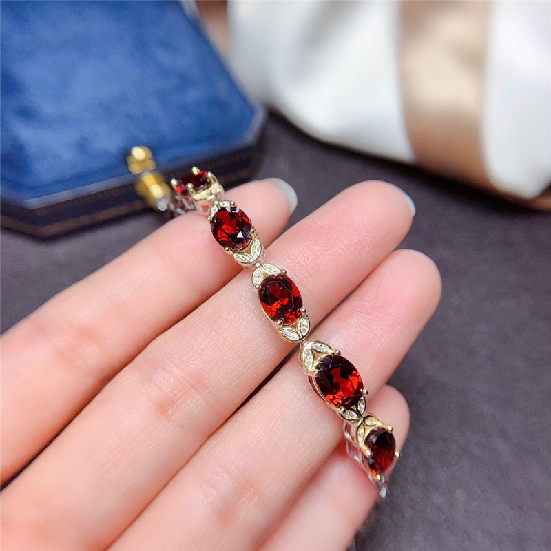 Ruby Temperament Colored Gems Female Gold Bracelets