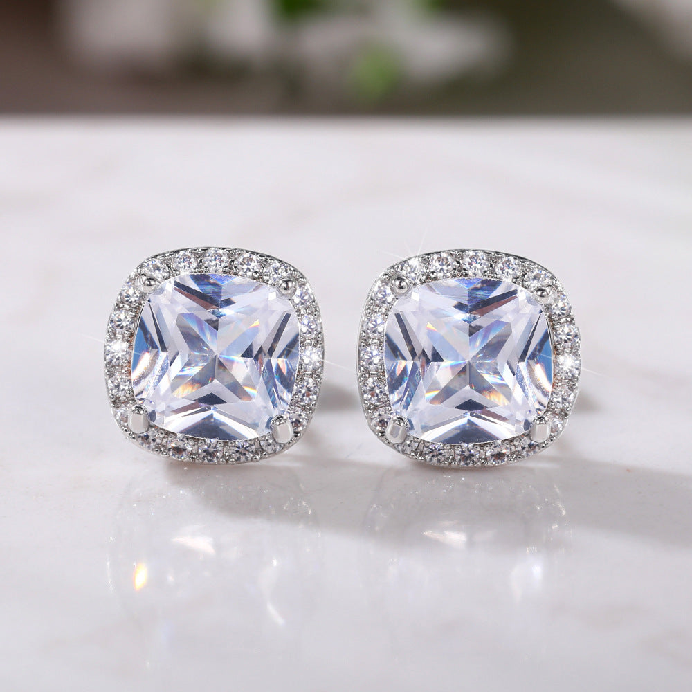 Creative Charming Shi Classic Square Zircon Earrings