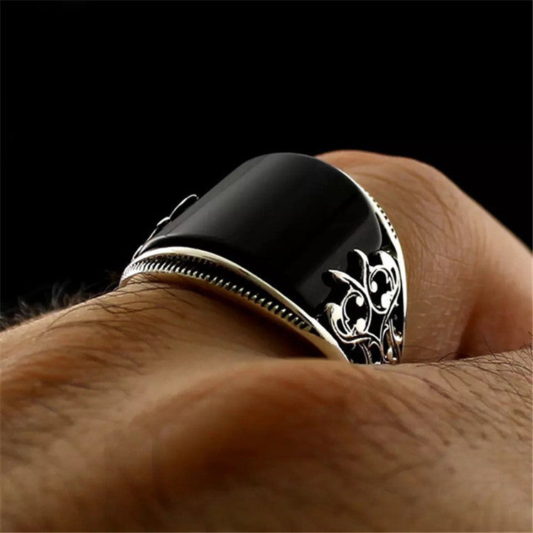 New Black Handmade Paint Embossed Pattern Rings