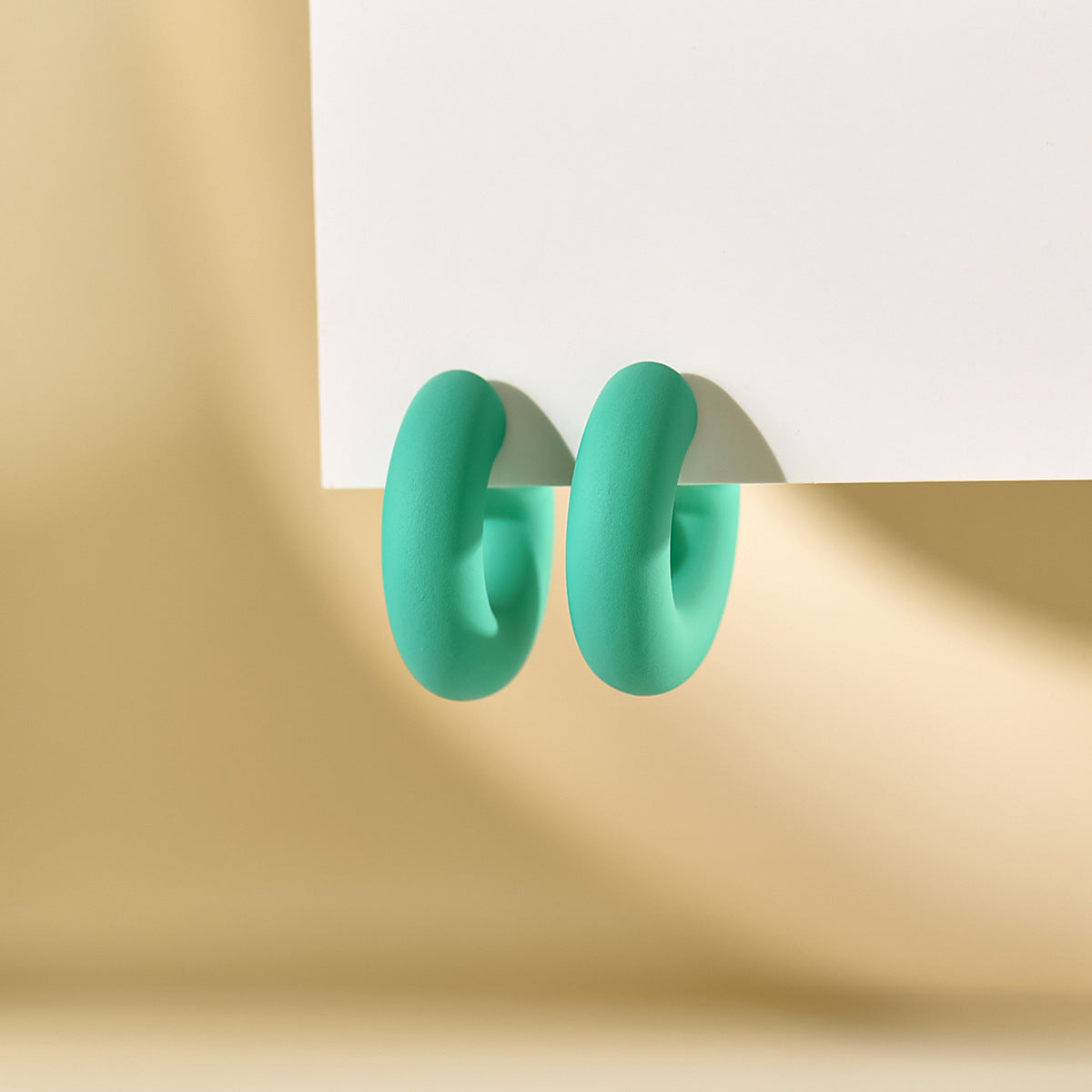 Small Ear Trendy Exquisite Acrylic Candy Color Rubber Effect Paint Rings