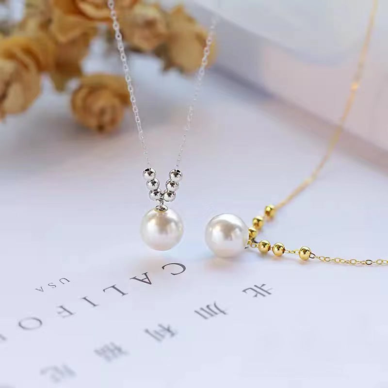 Pearl Titanium Steel Chain Stainless Beads Advanced Light Luxury Minority Necklace