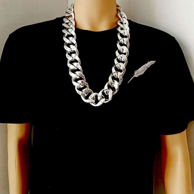 Men's Hip Hop Exaggerated Simulation Chain Plastic Gold Personalized Performance Funny Necklace