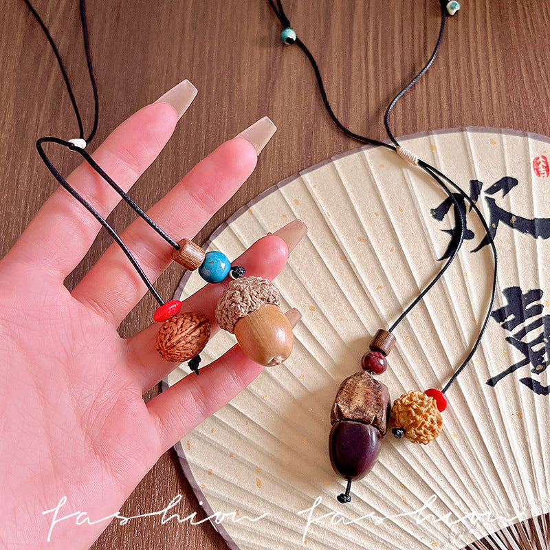 Women's Ceramic Pine Nuts Woven Retro Ethnic Style Fashion Necklace